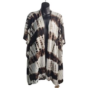 L.I.B. Kimono Poncho Women's Black White Brown Knit Soft One Size Fits All NWT